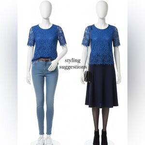 Philosophy xl Republic Clothing Blue Lace Blouse